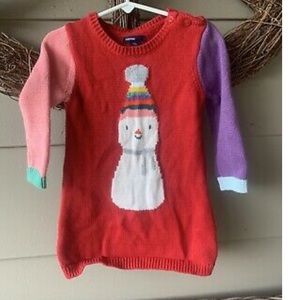 Baby gap snowman color block sweater dress